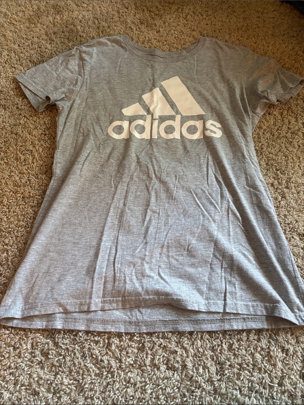 adidas Gray Tee with White Logo - Short Sleeve